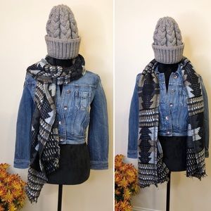 Southwestern Inspired Long Scarf w/Frayed Ends